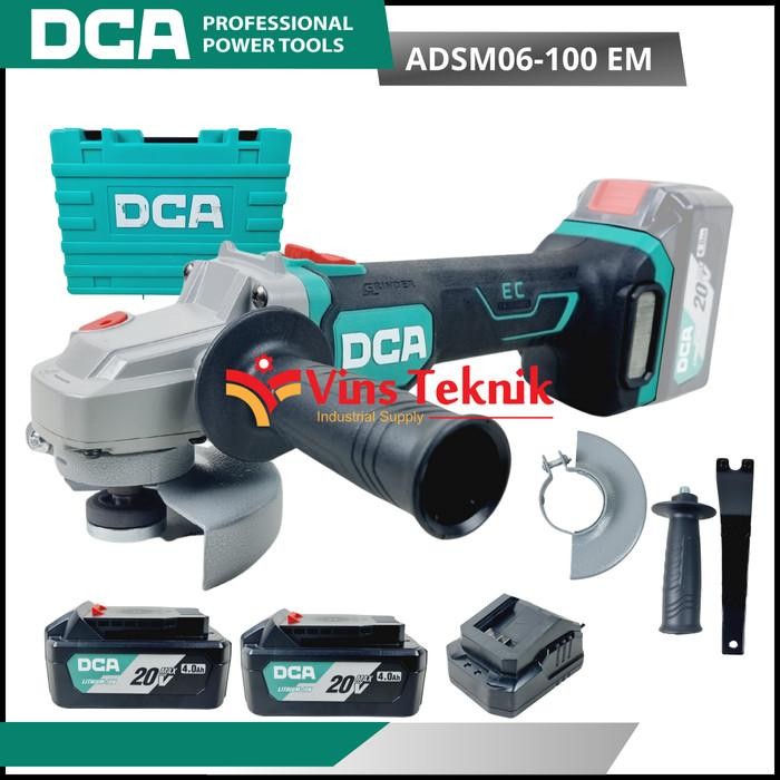 ___ DCA Cordless Angel Grinder 4" Mesin Gerinda Baterai DCA ADSM06-100 EM