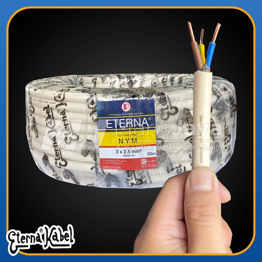 (PER METER) Kabel Tunggal ETERNA NYM 3x2,5 3x2.5 mm