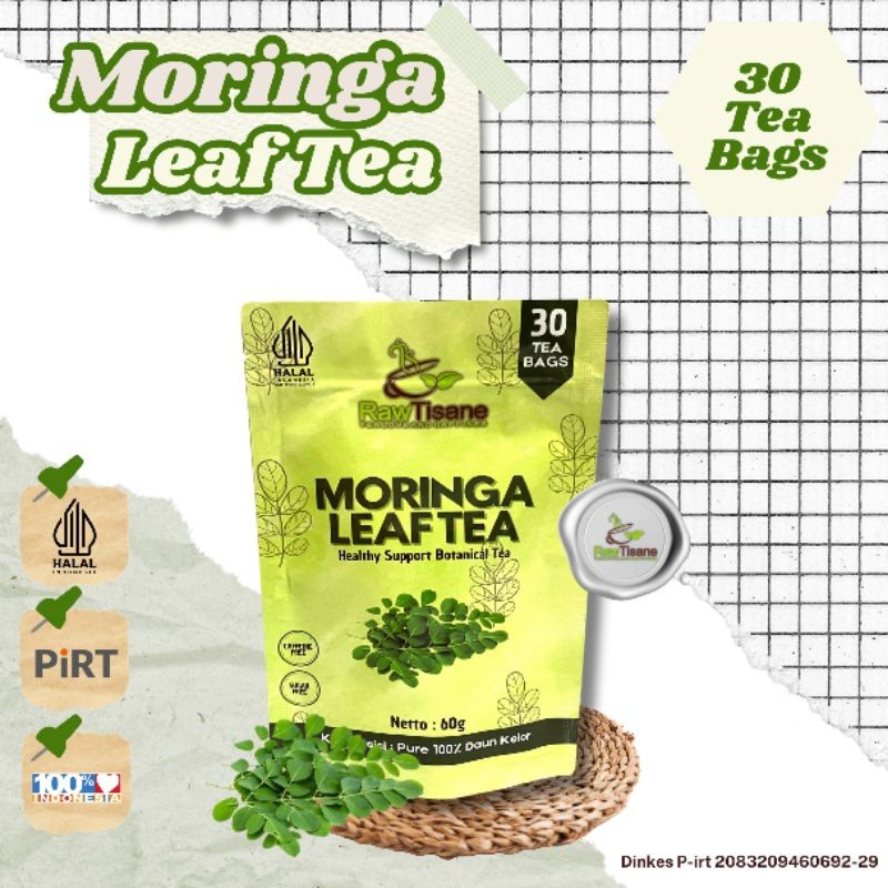 

RAW TISANE Moringa Leaf Tea : Teh Celup Daun Kelor / Teh Daun Kelor All Varian Isi 30 Tea Bag