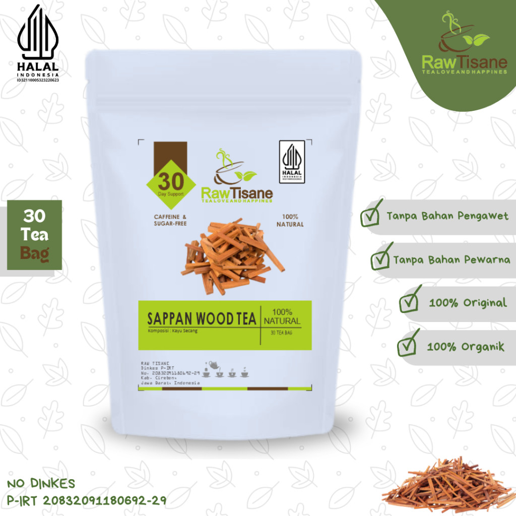 

RAW TISANE Sappan Wood Tea : Teh Celup kayu Secang Isi 30 Tea Bag