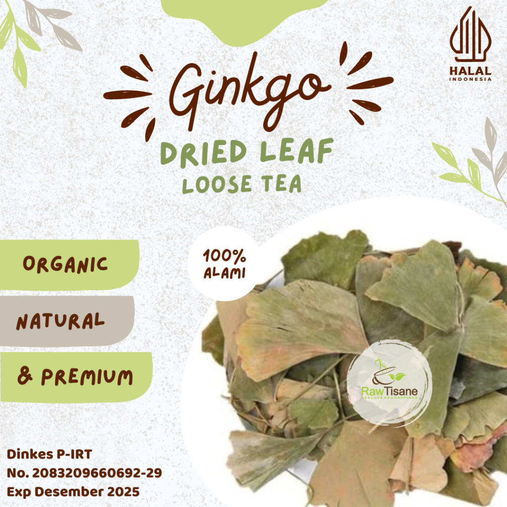 

RAW TISANE Ginkgo Leaf Tea / Ginkgo Biloba Leaf Tea / Teh Daun Ginkgo Biloba Isi 100 Gram