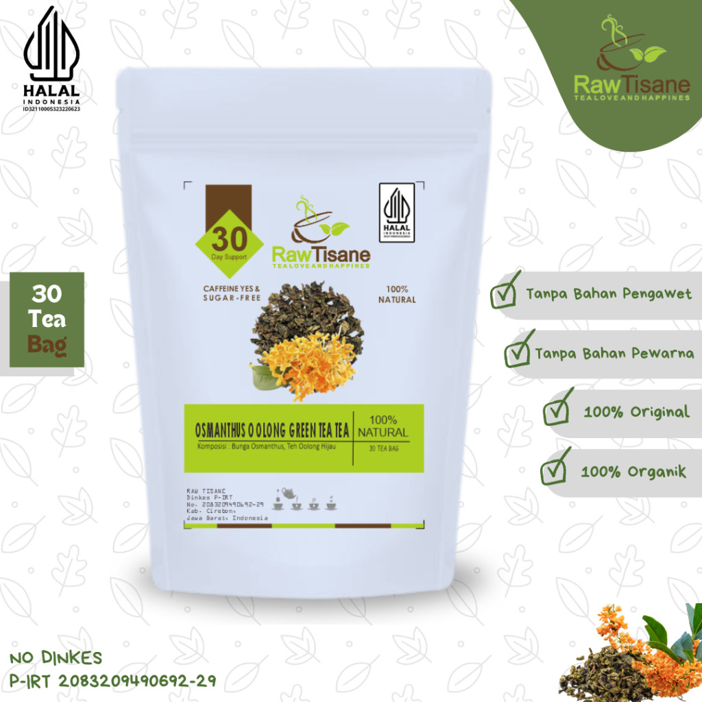 

RAW TISANE Osmanthus Oolong Green Tea : Teh Celup Bunga Osmanthus & Teh Hijau Oolong Isi 30 Tea Bag