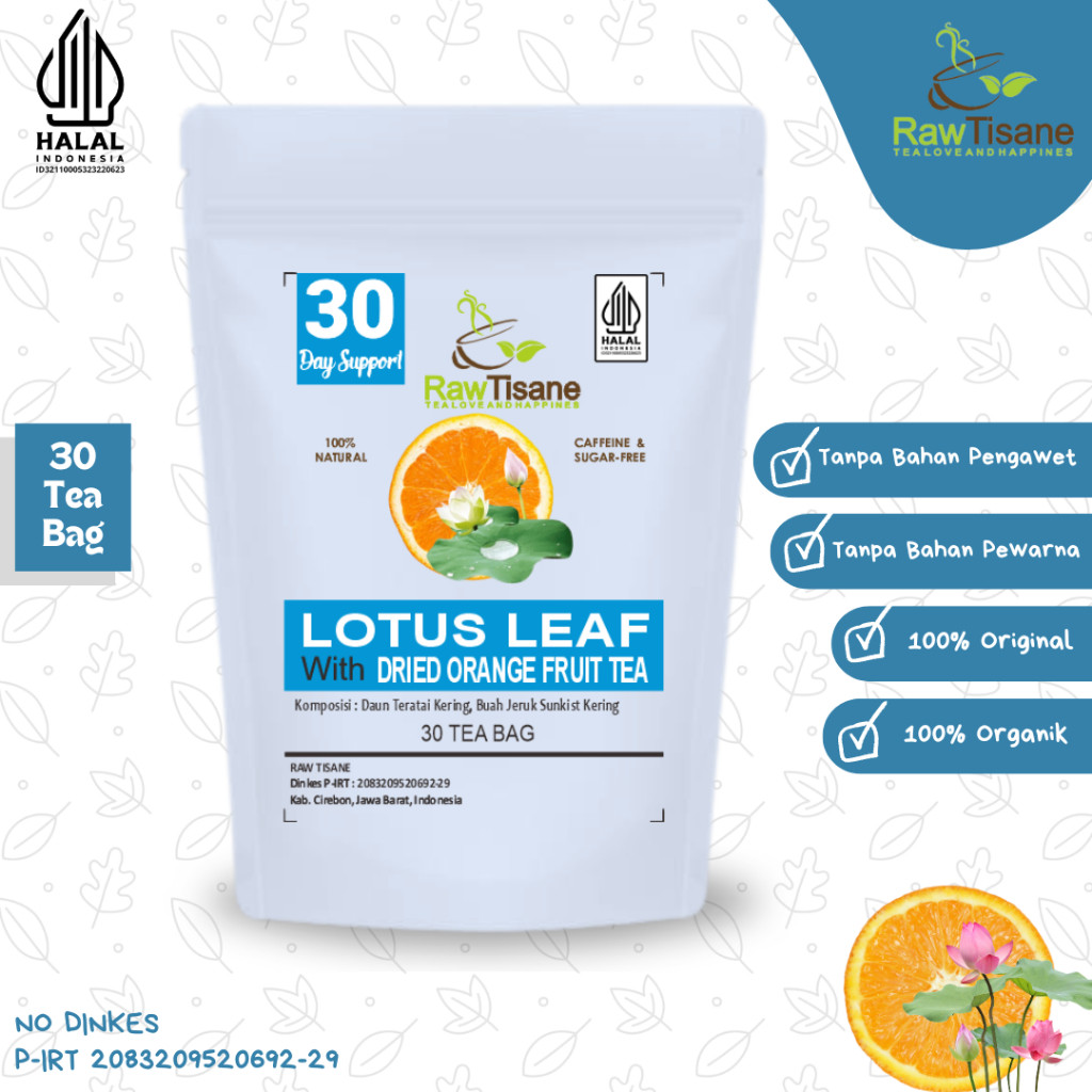 

RAW TISANE Lotus Leaf With Dried Orange Fruit Tea : Teh Celup Daun Teratai & Buah Jeruk Kering Isi