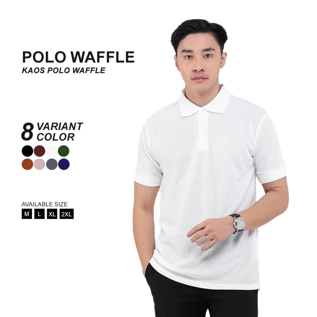ARE BROGUY Kaos Polo Shirt Pria Waffle - White