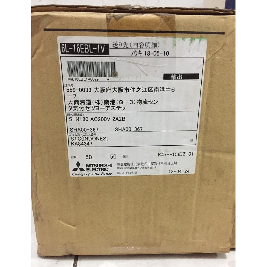 KONTAKTOR CONTACTOR MITSUBISHI S-N180 SN180 220VAC