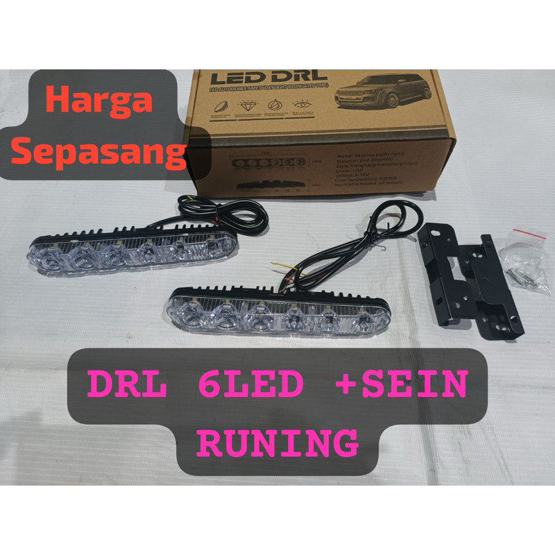 LAMPU DRL BUMPER DEPAN DRL 6 LED FORTUNER VARIASI TAMBAHAN SEIN RUNNING