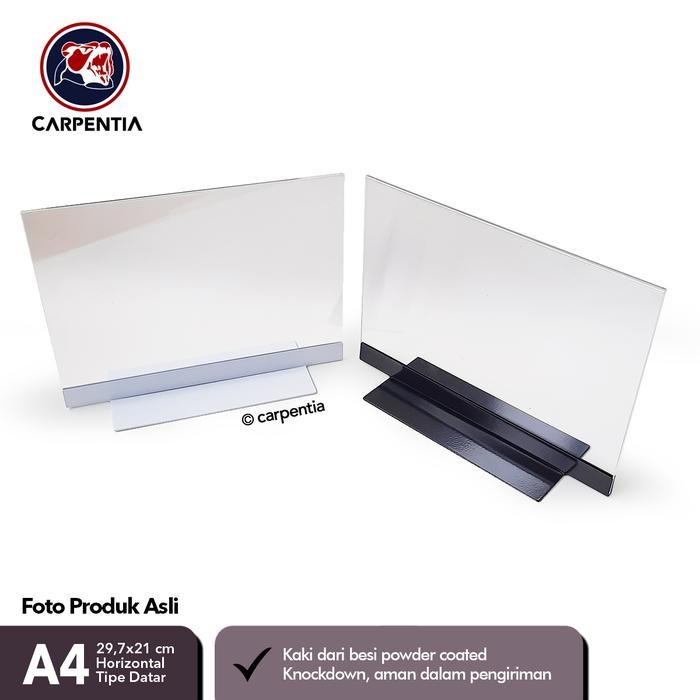 

Carpentia Stand Acrylic Besi /Datar A4 Horizontal 29,7x21cm /Tent Card