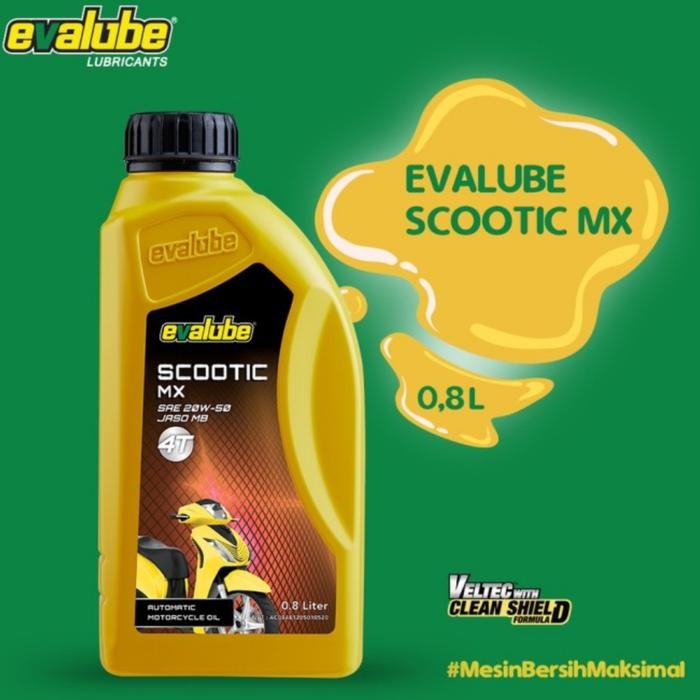 Oli Motor Matic Evalube 4T Scootic Mx 20W50/20W-50 Jaso Mb (0.8L/800Ml Kode 100
