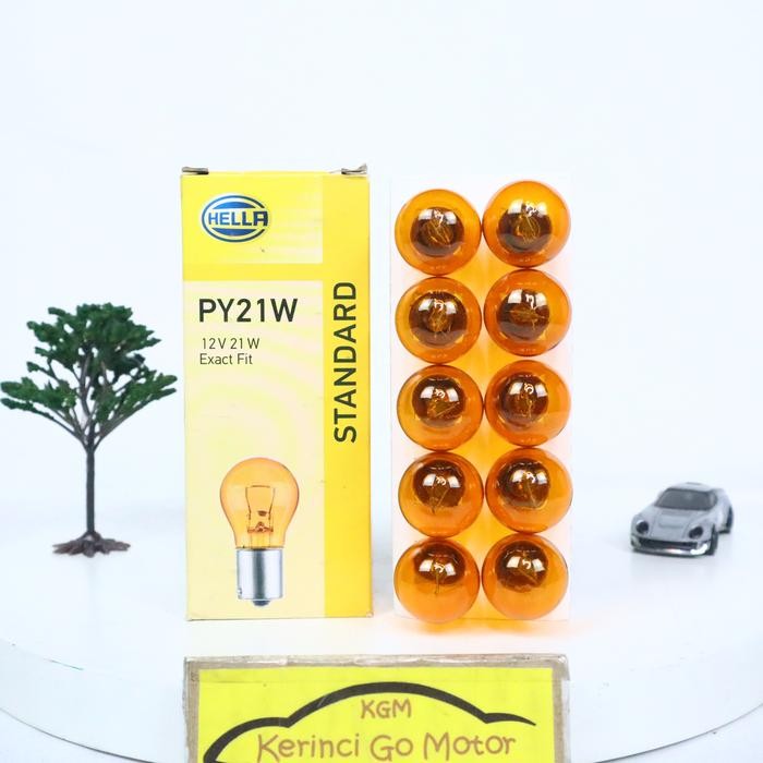 Hella Bohlam Lampu Py21W 12V Kaki 1 Orange Amber Besar 8Ga 006 841 121 Kode 023