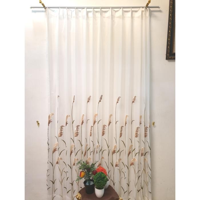 vitrase gorden bordir motif ilalang