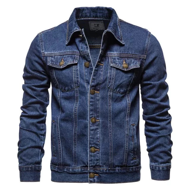 Vall Jacket Denim Jeans Pria Wanita Biru Tua Super Jumbo