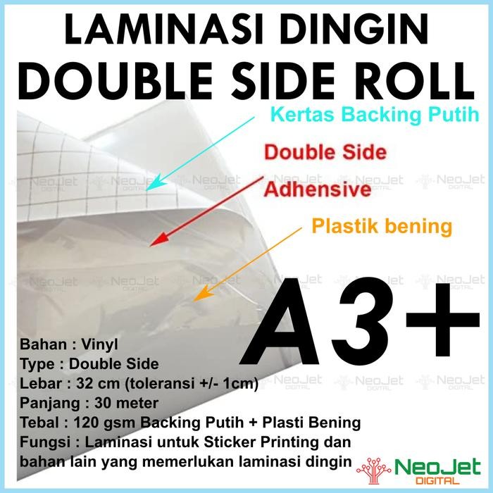 

Toso - Laminasi 2 Sisi Double Side Lem Depan Belakang A3 Roll Double Tape 30M