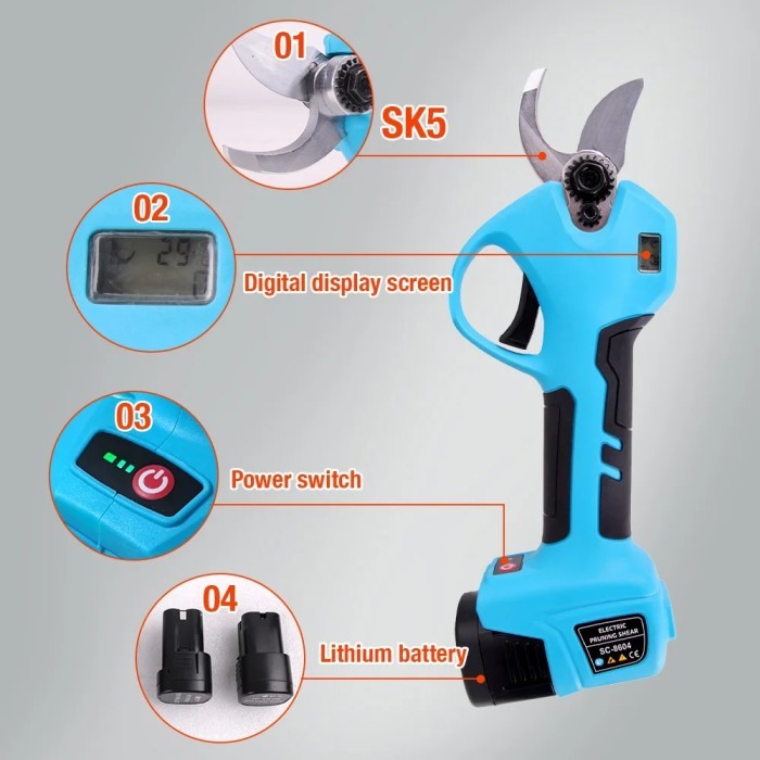 SC-8604 Electric Pruning Shears Lithium-ion Pruning Shear Efficient