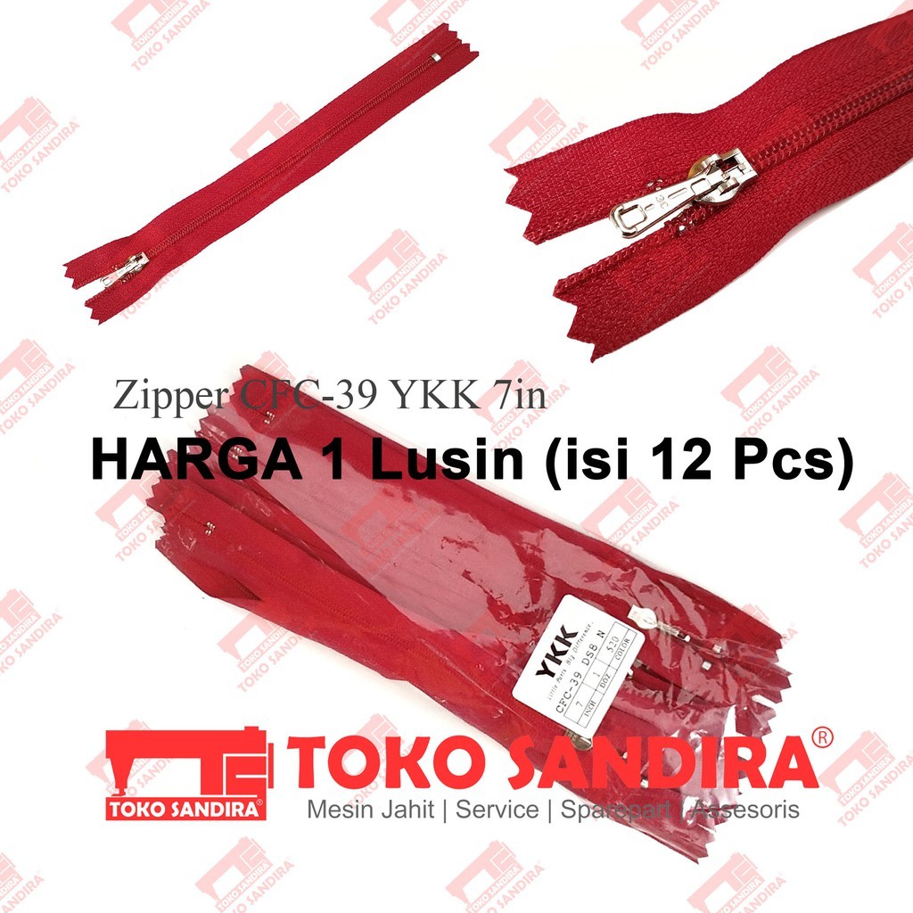 RB22 Zipper-resleting YKK CFC 39 7 inch kepala besi - (Harga 1 Lusin)