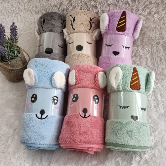 JH Handuk Microfiber Sarang Lebah Uk 50x100 Bordir Mata / Kuping