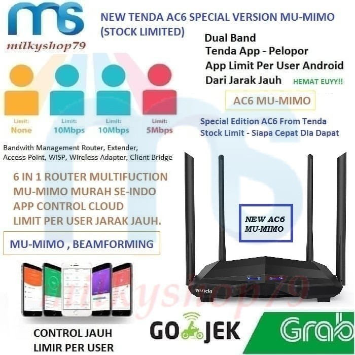 LL Tenda AC6 V5 MU-MIMO Smart Router Real Time Cloud system Dual Band Wifi Router AC1200 Dw6