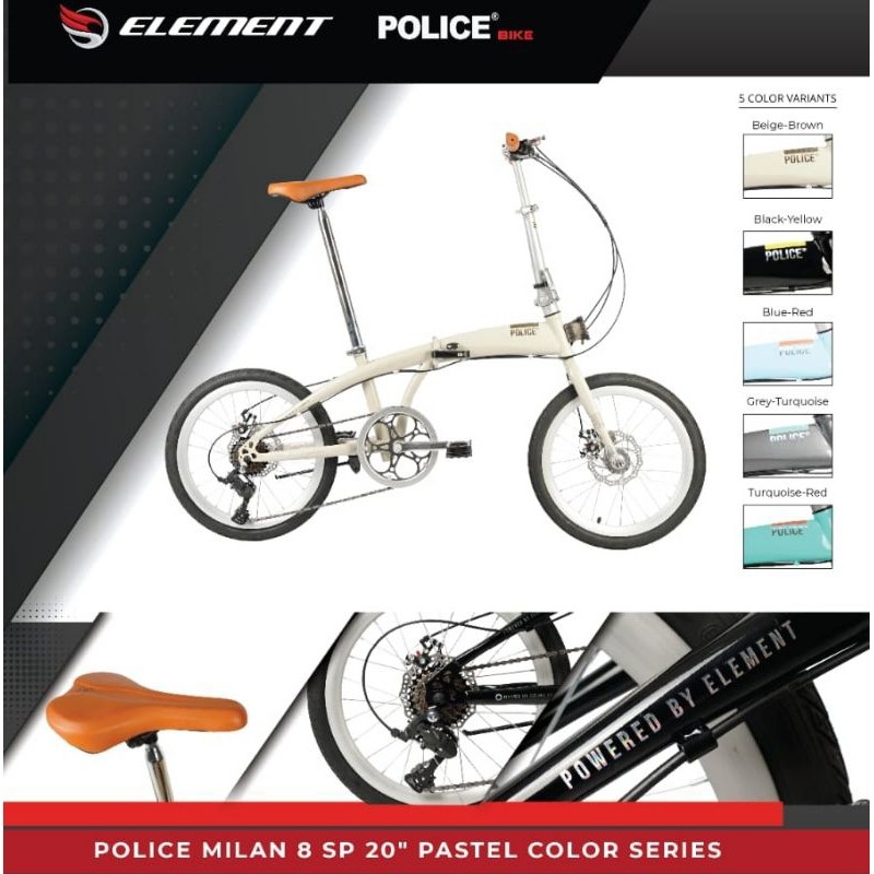 TREA SEPEDA LIPAT 20 INCH ELEMENT POLICE MILAN 8 SPEED FOLDING BIKE