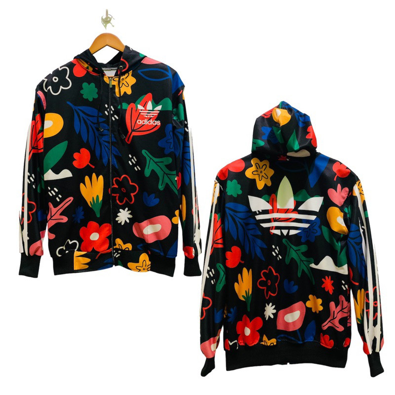 TREA JAKET ADIDAS TRACKTOP MIRROR HOODIE FULLPRINT JAKET RUNNING JAKET OLAHRAGA JAKET MOTIF BUNGA