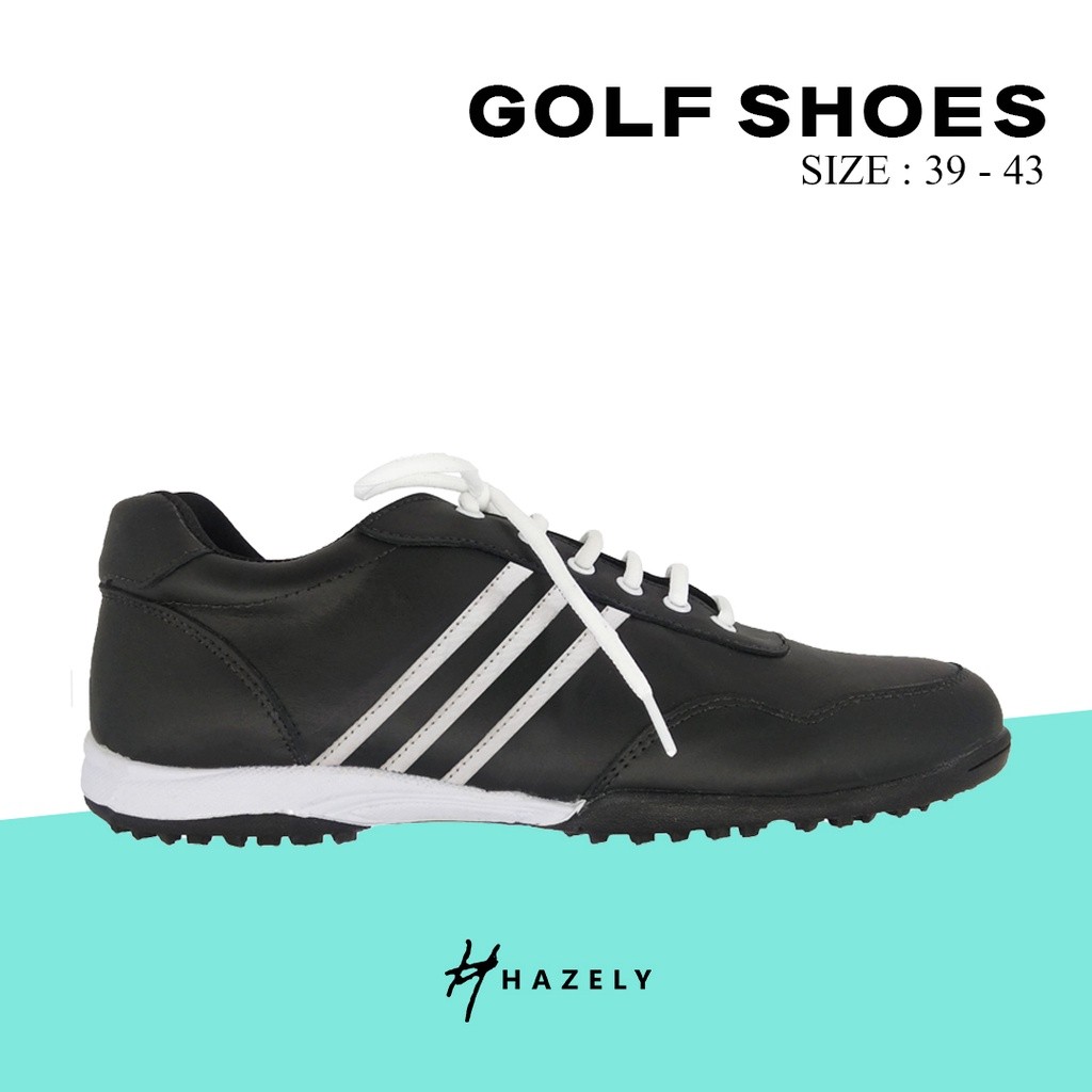 Hazely Official - Sepatu Golf Osric Series UNISEX - Black 3 Stripes HZL11 JDW