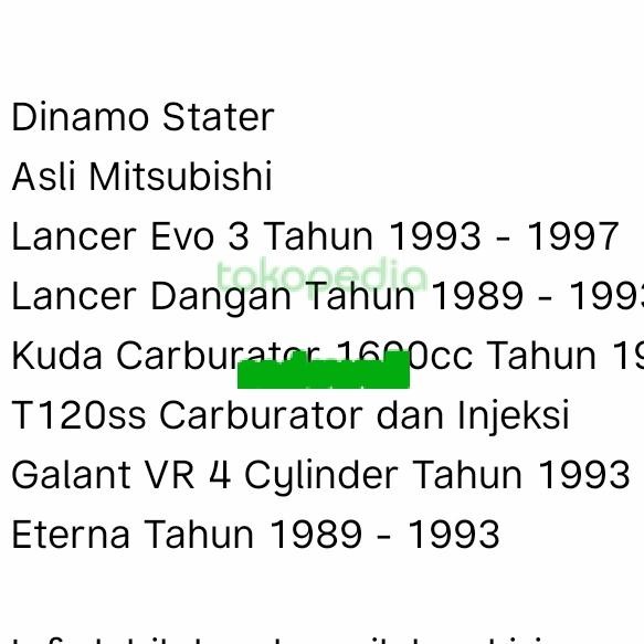 DINAMO STATER STARTER MITSUBISHI LANCER EVO 3 DANGAN GALANT VR ETERNA