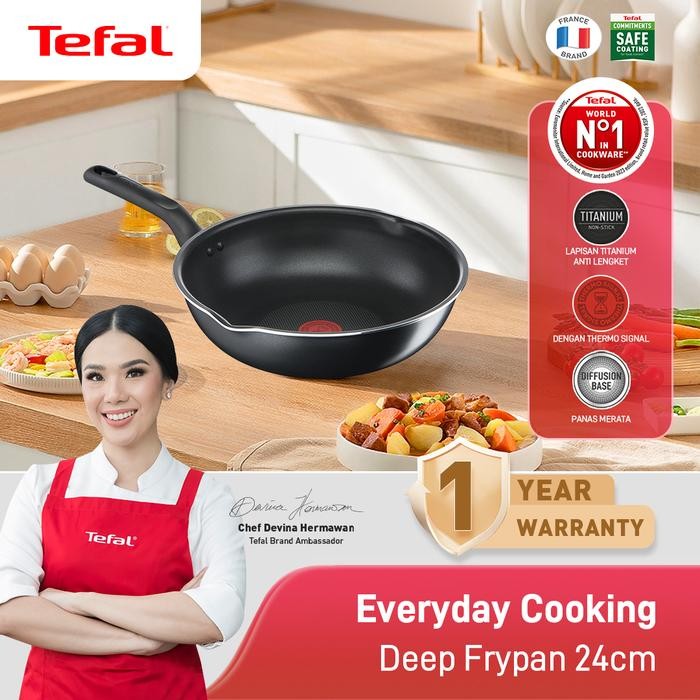 Tefal Everyday Cooking Deep Frypan 24cm Wajan Anti Lengket