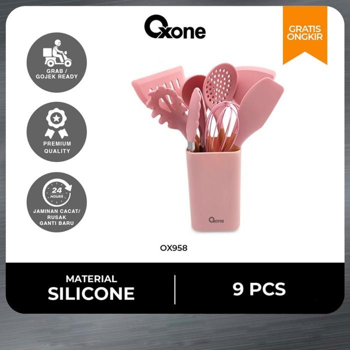Oxone OX958 9pcs Silicone Kitchen Tools Spatula Kitchenware