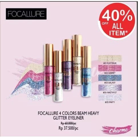 vist (READY & ORI) Focallure Eyeliner Glitter cair Metalic / Beam Heavy FA46 FA 46 waterproof