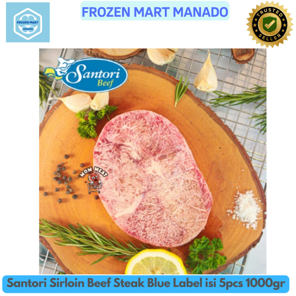 

Santori Sirloin Beef Steak Blue Label isi 5pcs 1000gr - Frozen Food Tomohon