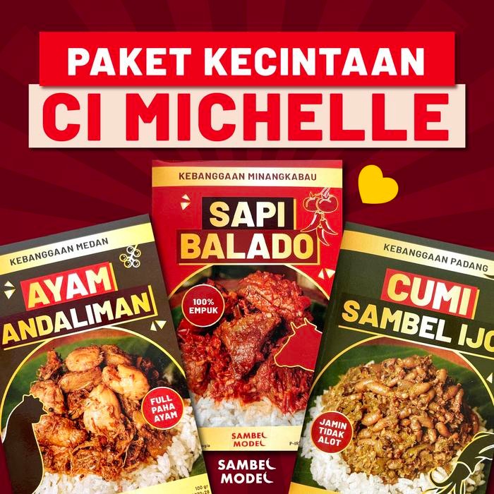 

Sambel Model [KEMASAN BARU] - Paket Sambel Lengkap [3 in 1] Kecintaan Ci Michelle Sambal Lauk HALAL