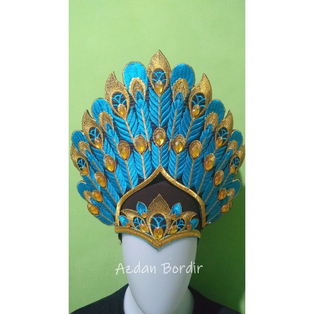 Renda Bordir Mahkota Aksesoris Tari Siger Bulu Merak