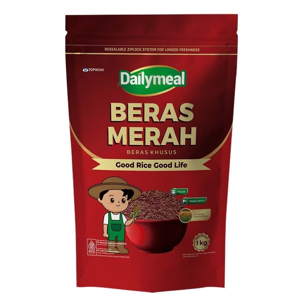 

Terlaris! Dailymeal Beras Merah Pouch 1 kg Pulen Bebas Gula