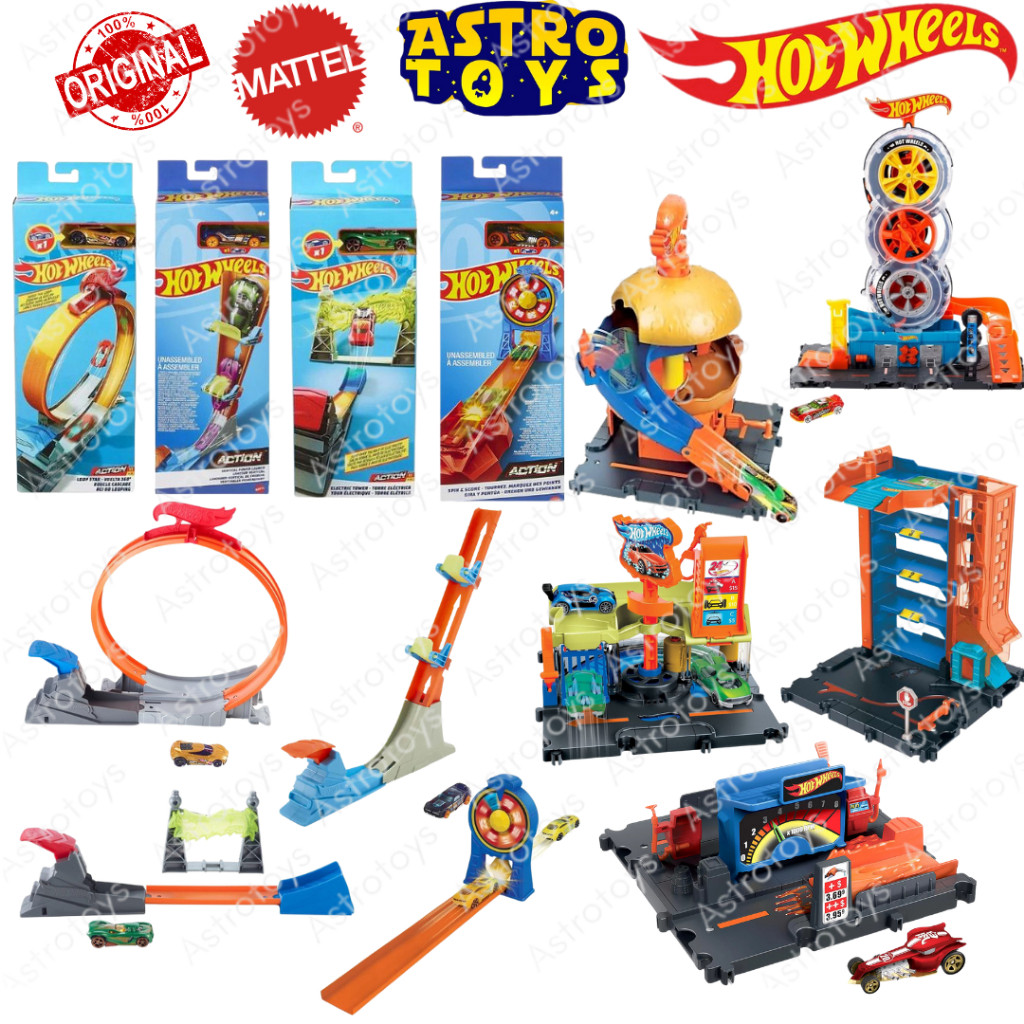 Hot Wheels Track Builder Loop & City Downtown Mattel Original - Mainan Anak Trek Lintasan dan