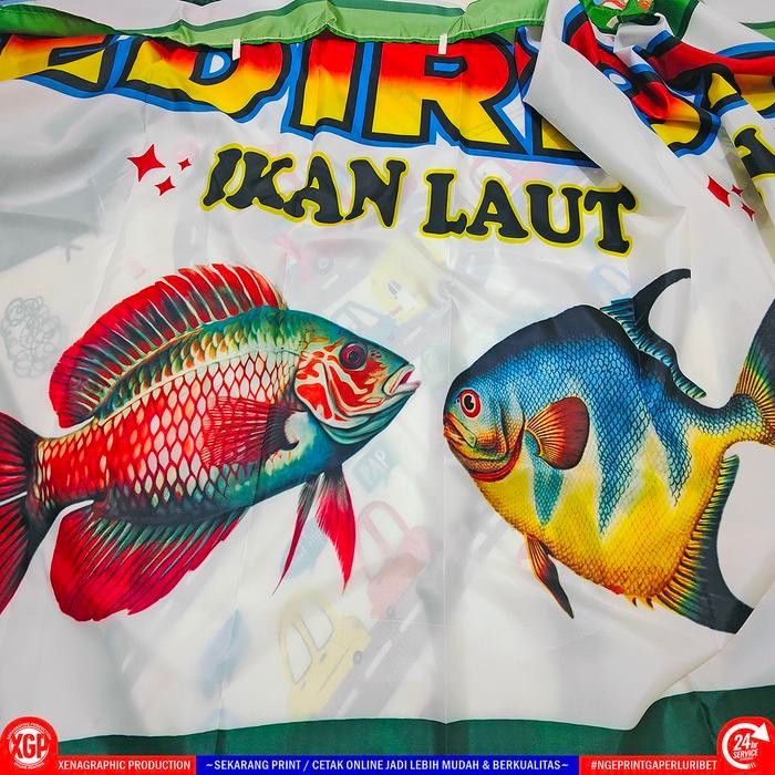 Cetak Spanduk Kain Pecel Lele Pecel Ayam Sablon Digital Bahan Tc Import Lebar Bahan 1 Meter