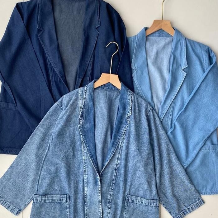[ycl] DENIM OUTER Outer denim wanita kasual Luaran wanita denim se formal kasual Outer denim wanita
