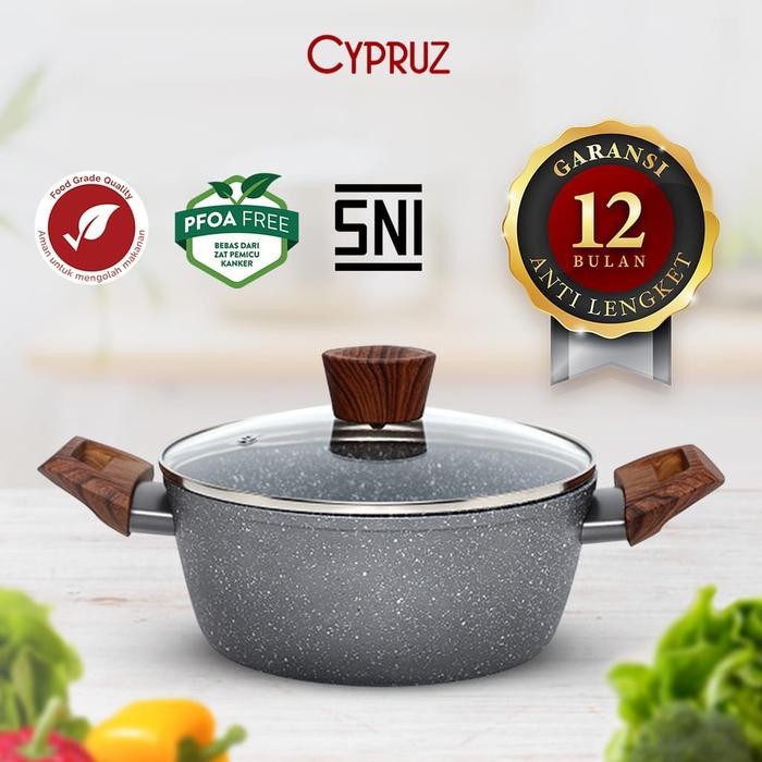 Cypruz Wajan Set Kerak Anti Lengket Panci Set Murah Marble Lengkap