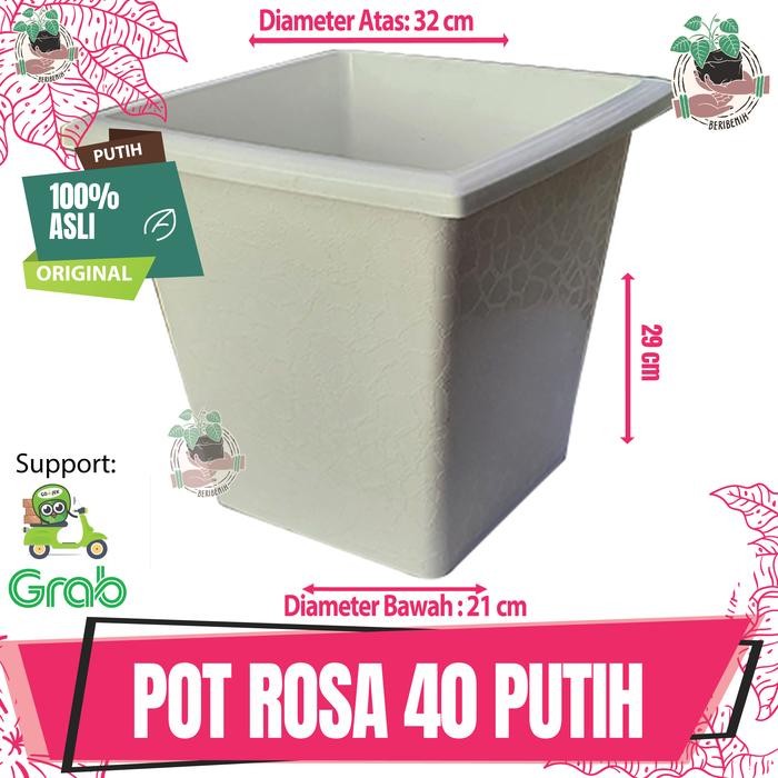 Pot Bunga Kotak Putih Besar 40 Rosa Pot Taman Tanaman Hias Buah Kuat Kode 379
