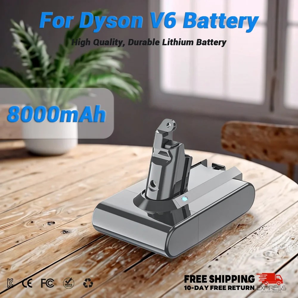 21.6V 6.0Ah/8.0Ah Rechargeable Battery for Dyson V6 V7 V8 V10 Series SV12 DC62 SV11 sv10 Handheld Va