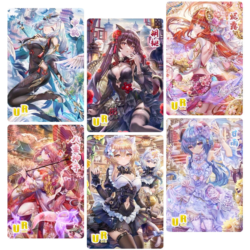 Diy Genshin Impact 18Pcs/Set Hu Tao Ganyu Shenhe Anime  aracter Collection Card Ur Series Flash