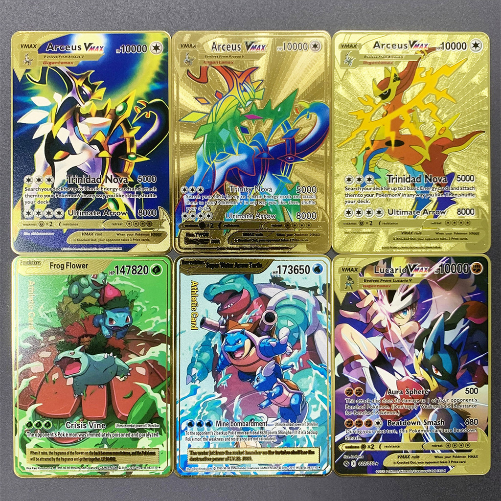 10000 Arceus Vmax Diy Golden Pokemon Metal Cards English In Iron Pokmo Letters Pika u Mewtwo Gx