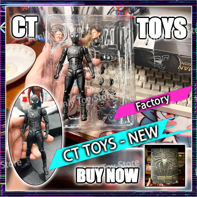 In Stock Ct Toys Spiderman Figure Black Suit Version Tobey Maguire Symbiote Spider-Man Anime Action
