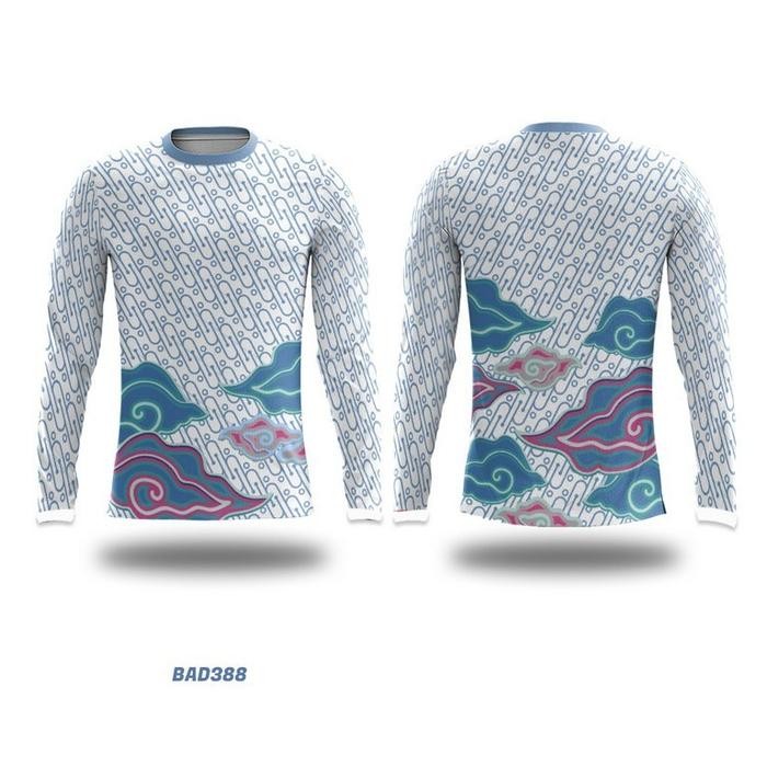 Kaos Jersey Sepeda Gowes Custom Batik Mega Mendung Bad388 Fullprint Termurah