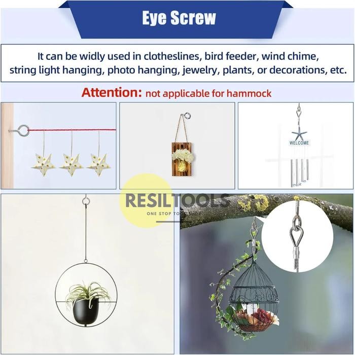 Sale Terbatas Skrup Burung Bulat Stainless Steel M 5 Screw Eye Hook Anti Karat M5 Aman