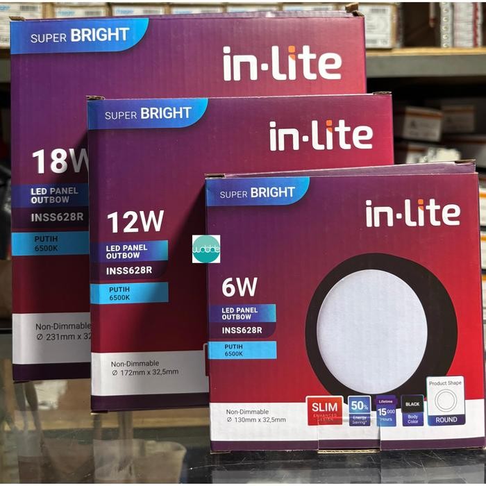 INSS628R BODY HITAM LAMPU DOWNLIGHT LED PANEL INLITE IN LITE 6W 12W 18W 6 WATT 12 WATT 18 WATT BULAT