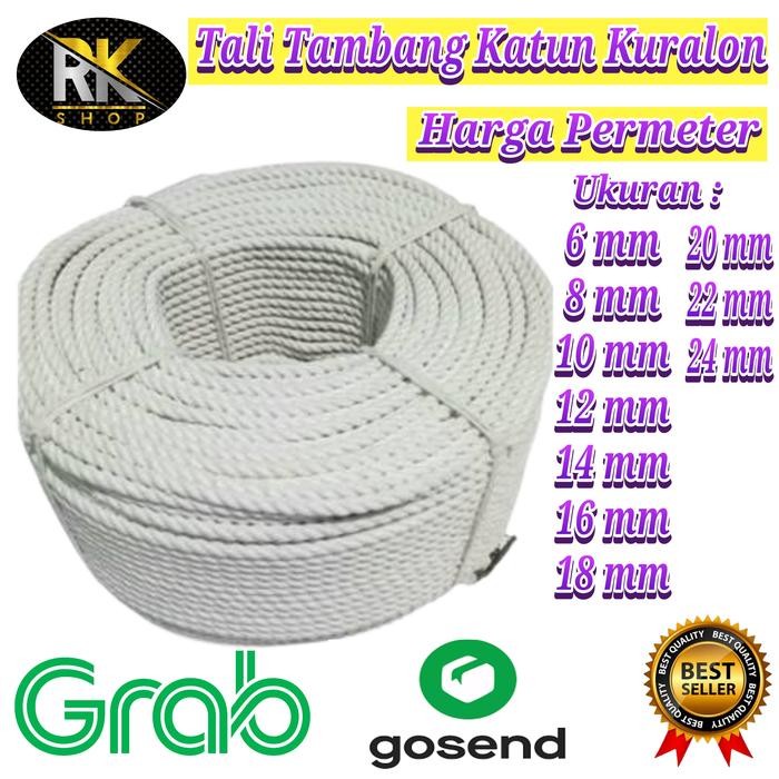 PREMIUM Tali Tambang Katun Keras kuralon Putih Super Kuat Tali kuralon