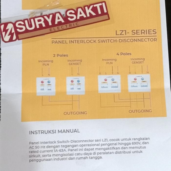 PANEL INTERLOCK 1 PHASE CHINT 2P 1PILOT LAMP+PILOT LAMP BUZZER LED