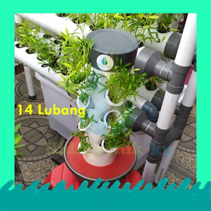 Terlaris Paket Hidroponik Ku, Mini Vertikal Hidroponik Set 14 Lubang Siap Pakai