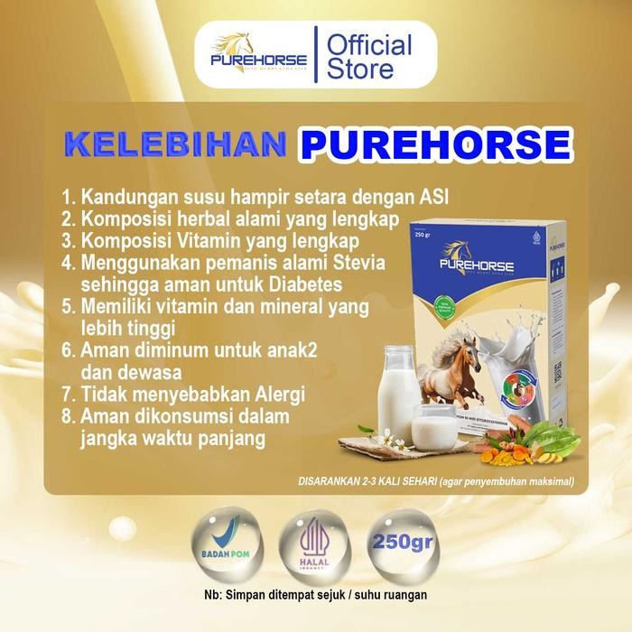

BARANG TERLARIS Susu Kuda Pure Horse Bubuk Herbal Dari Sumbawa Kemasan 250g Paket 4 Box