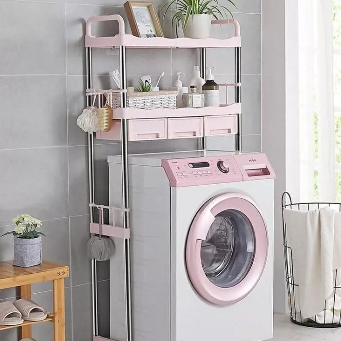 PREMIUM Rak Kamar Mandi Toilet Closet Wc Tempat Handuk Sabun Besi Plastik