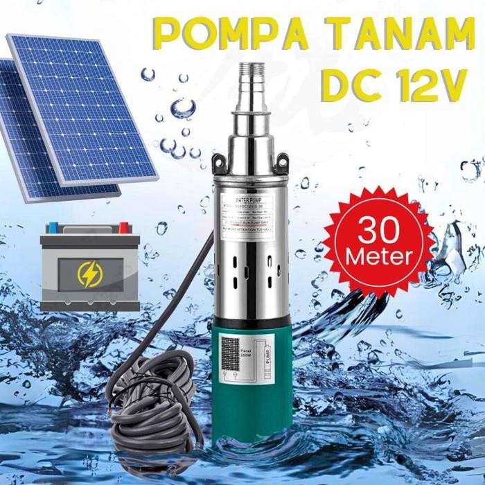 PREMIUM Mesin Pompa Sedot Air Celup Tanam Dalam Sumur Bor Tenaga Aki Solar Panel Surya DC 12 V