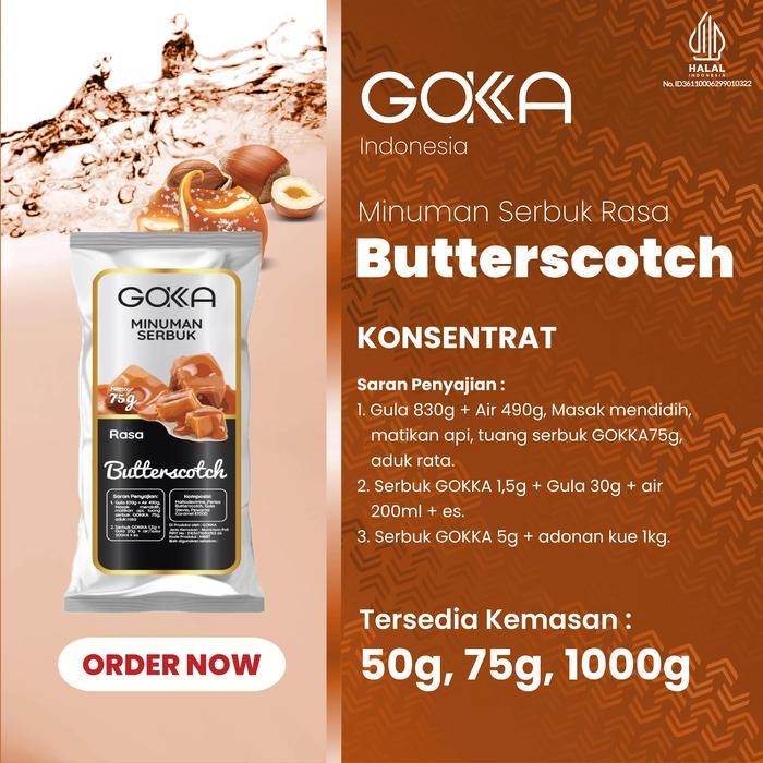 

Ready JT Serbuk Minuman / Bubuk Minuman Gokka Rasa Butterscotch Kemasan 50gr